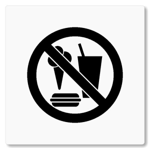 Zákaz vstupu s jídlem, 118x118mm, bílá, Nevada